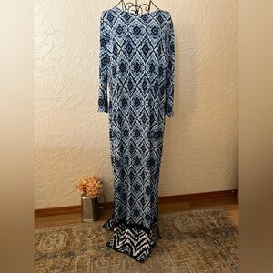 Chico’s Maxi Dress Blue Print Large